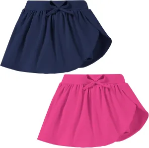2 Pack Toddler Girls Skirts Skorts Built in Shorts Elastic Flared Baby Flowy Tennis Athletic Skirts Skorts for Girls