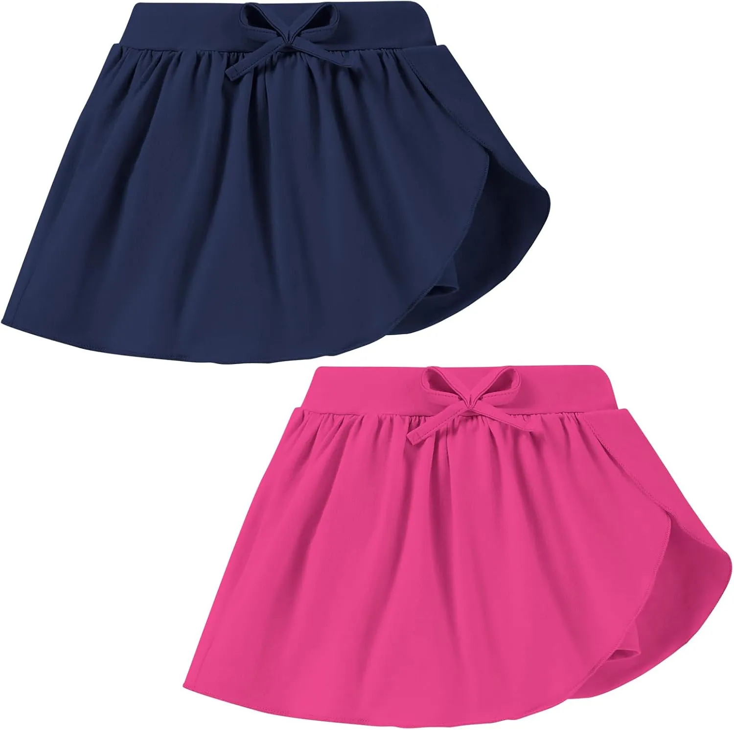 2 Pack Toddler Girls Skirts Skorts Built in Shorts Elastic Flared Baby Flowy Tennis Athletic Skirts Skorts for Girls