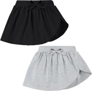 2 Pack Toddler Girls Skirts Skorts Built in Shorts Elastic Flared Baby Flowy Tennis Athletic Skirts Skorts for Girls