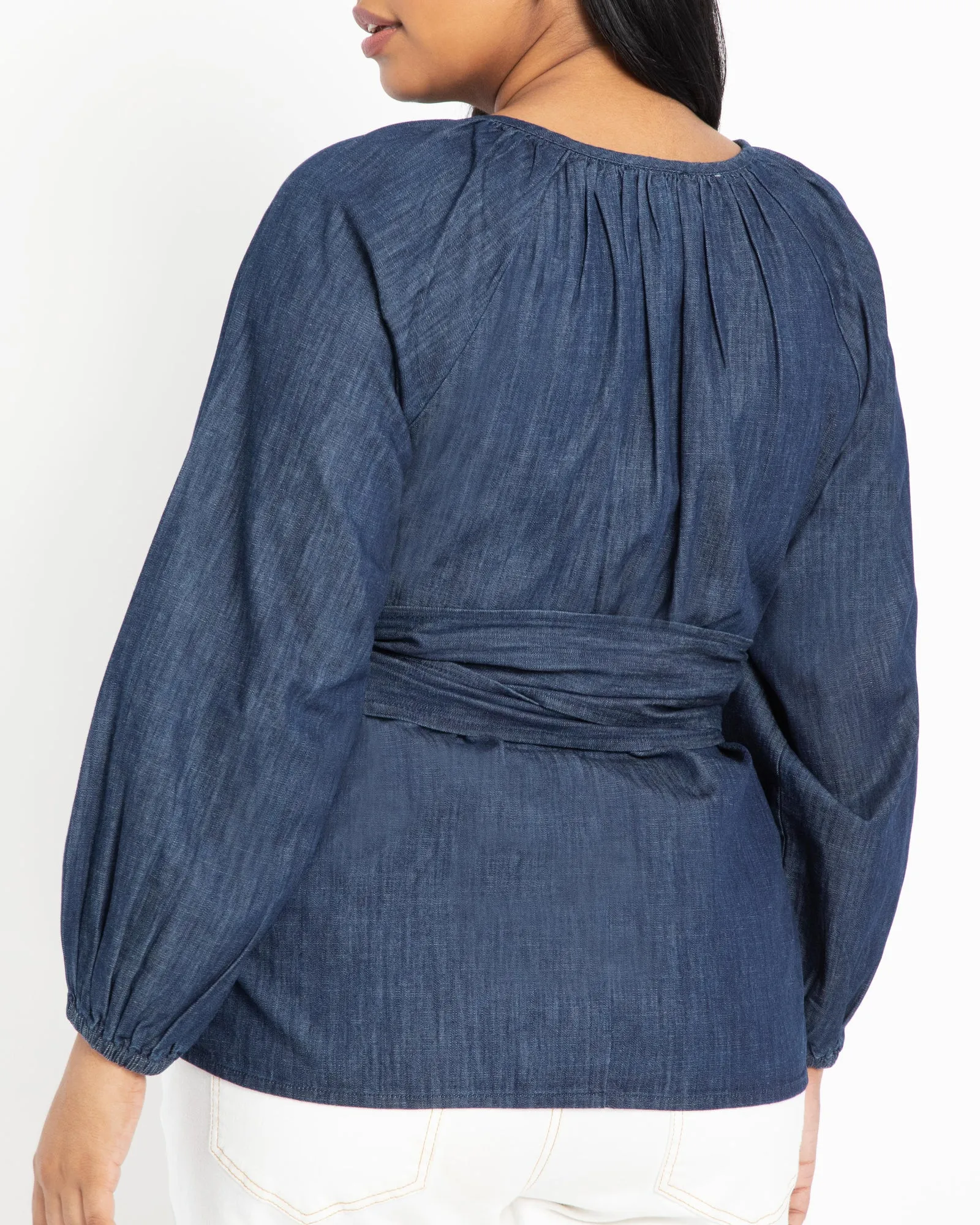 Alice Chambray Belted Top | Dark Wash