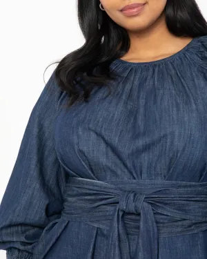 Alice Chambray Belted Top | Dark Wash