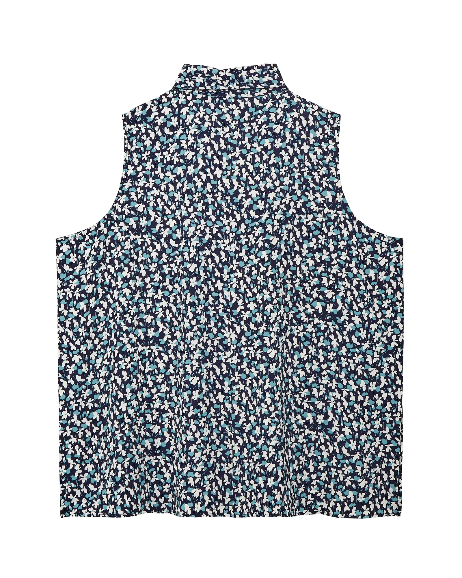 Antonella Sleeveless Tie Neck Blouse | Navy / Light Blue