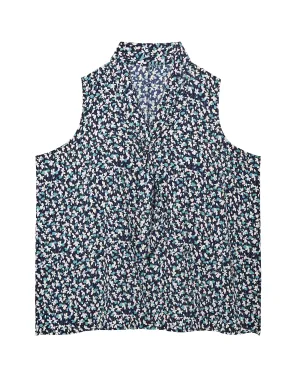 Antonella Sleeveless Tie Neck Blouse | Navy / Light Blue