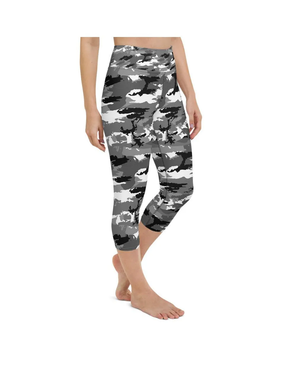 Black & White Camo Yoga Capris