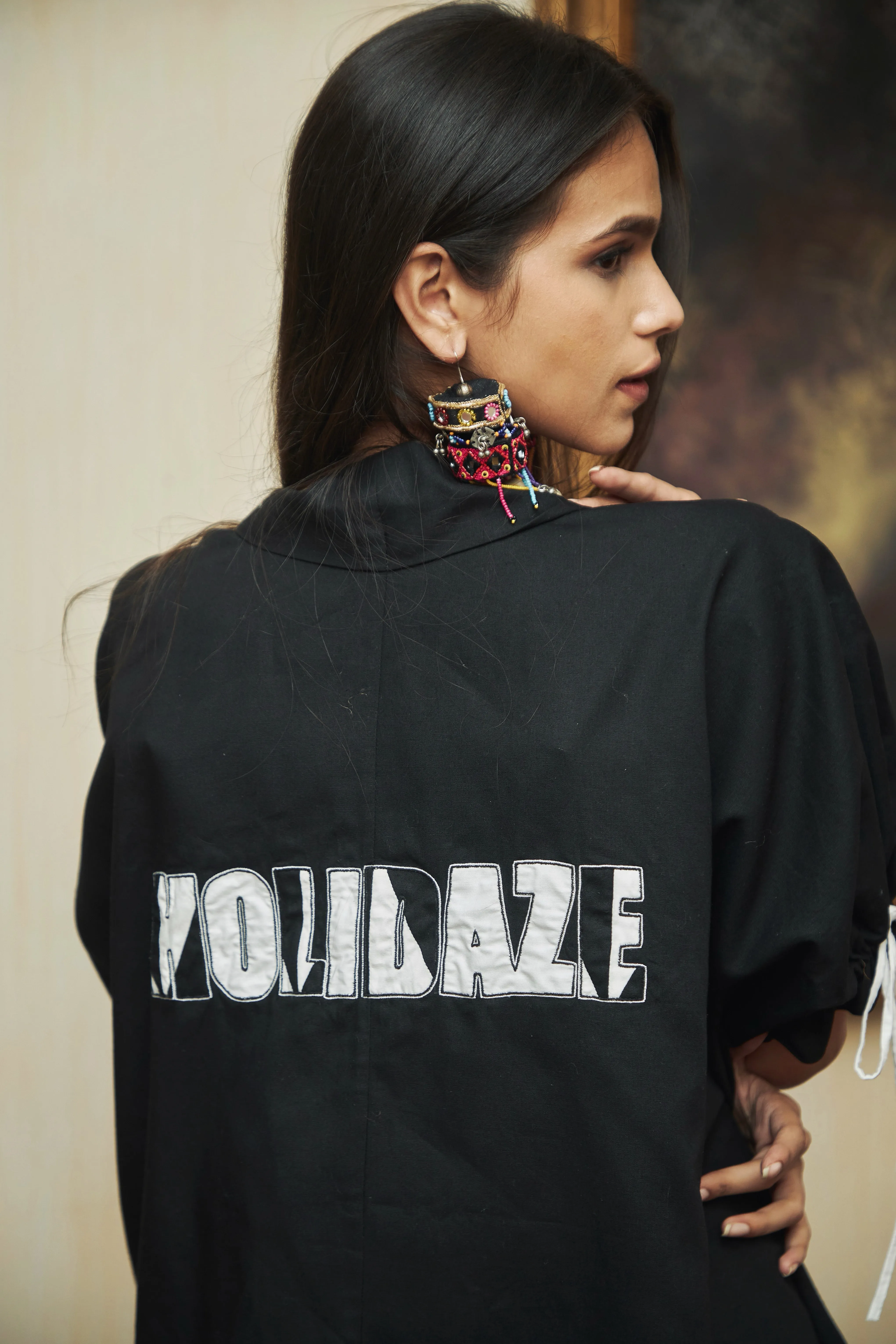 BLACK HOLIDAZE POPLIN OVERSIZED SHRUG & BLACK INCLUSIVE SKORTS