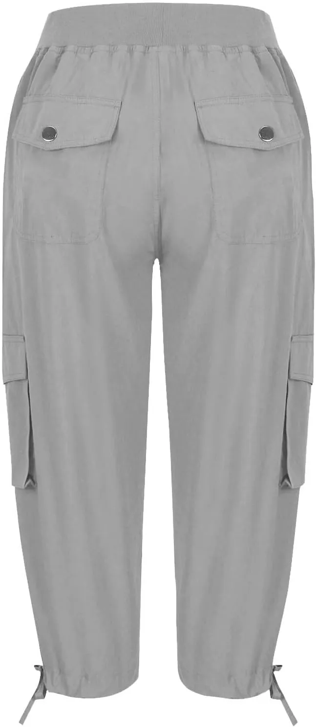 Cargo Capris for Women Trendy 2025 Summer Workout Pants Lightweight Loose Fit Sweatpants Elastic Waist Cozy Pant