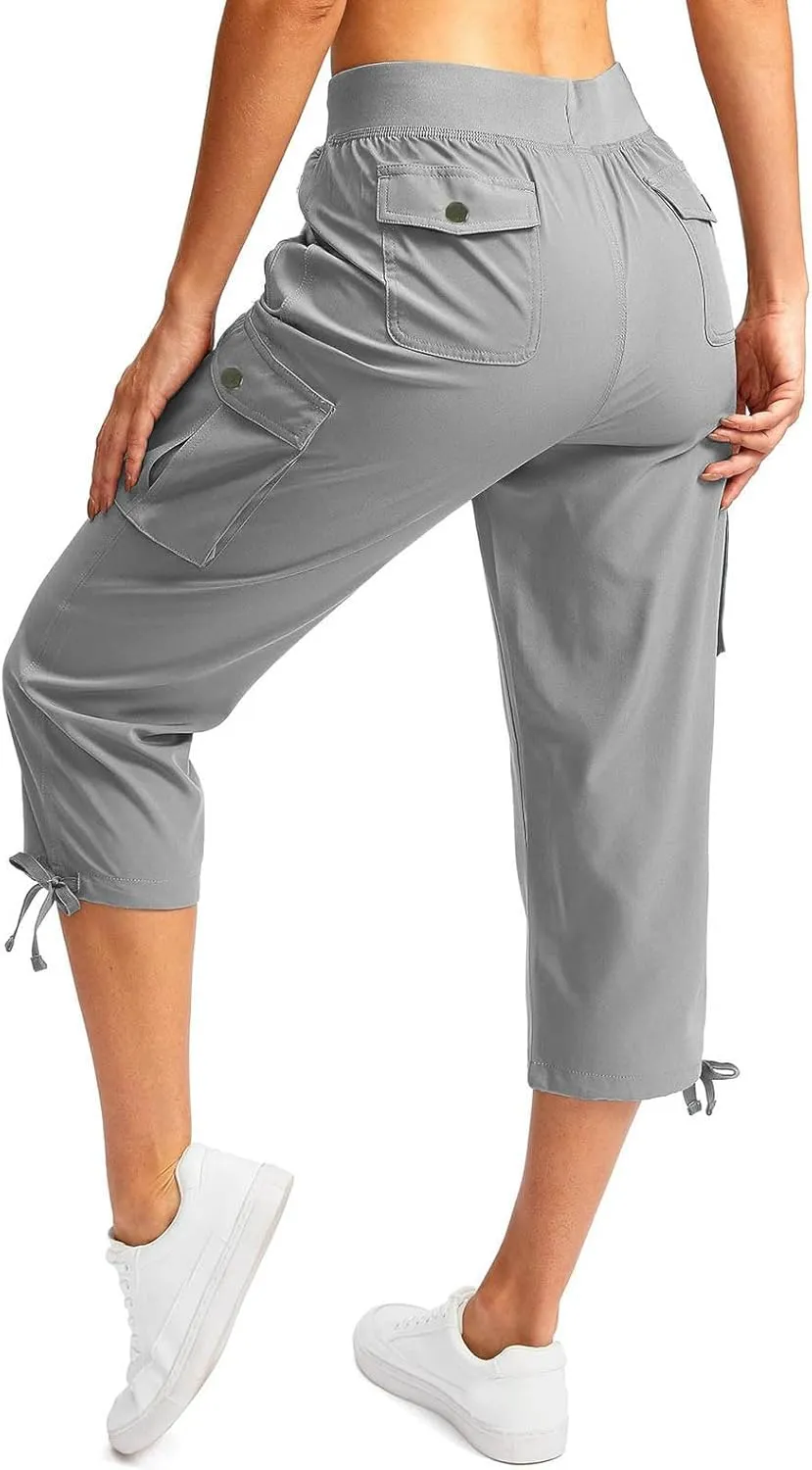 Cargo Capris for Women Trendy 2025 Summer Workout Pants Lightweight Loose Fit Sweatpants Elastic Waist Cozy Pant