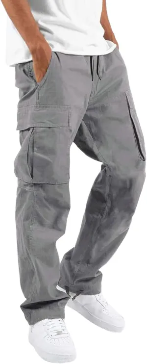 Cargo Trousers for Men Casual Multi Pockets Outdoor Straight Type Fitness Work Sport Trousers Men's Cargo Sweatpants