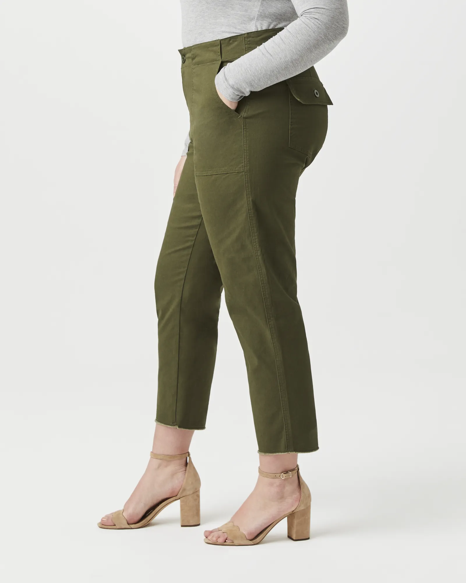 Cynthia Cropped Utility Pant | Olive Green