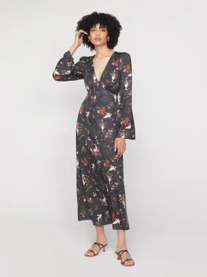 Dolores Black Cherub Print Dress
