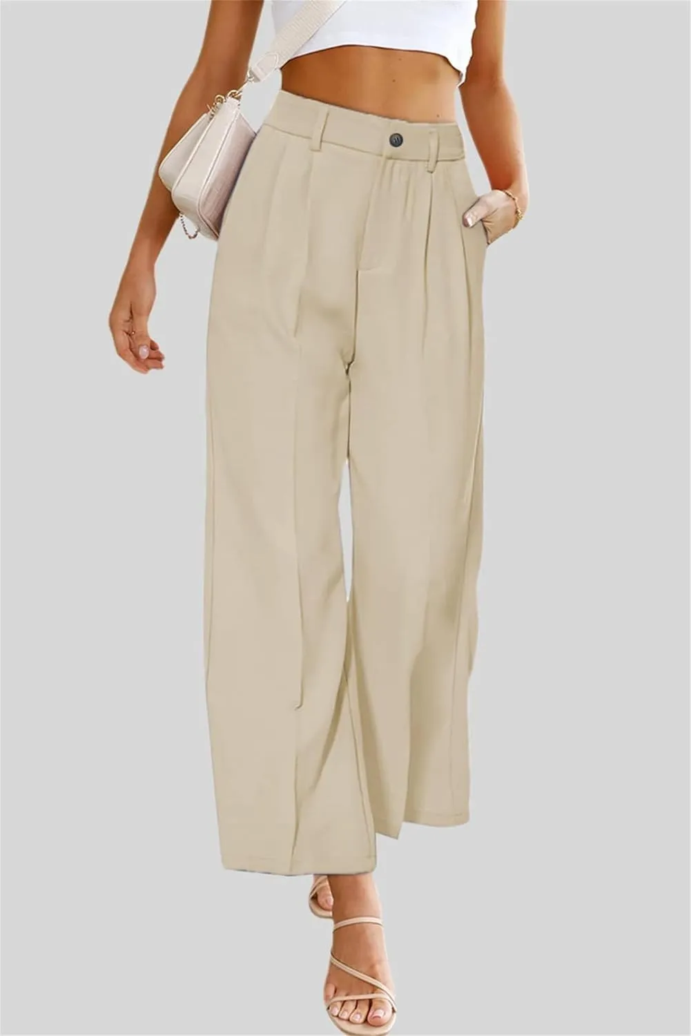 Dress Pants Women Dressy High Waisted Wide Leg Cargo Pants Long Straight Leg Suit Pant Business Work Office Trousers