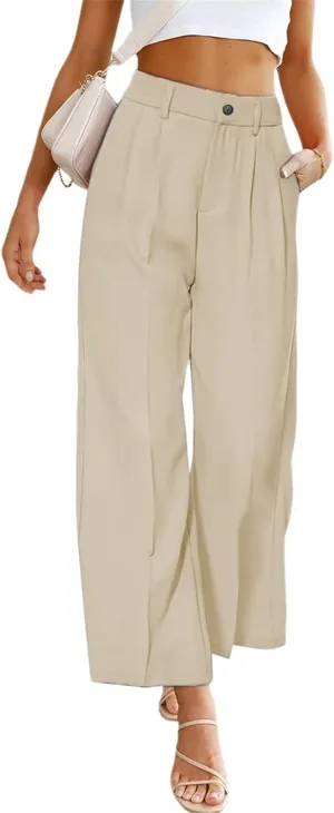 Dress Pants Women Dressy High Waisted Wide Leg Cargo Pants Long Straight Leg Suit Pant Business Work Office Trousers