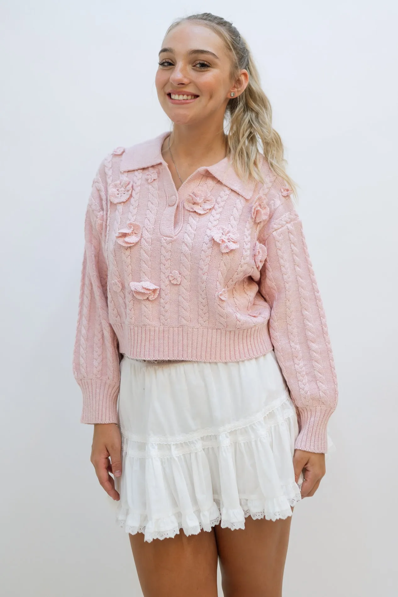 Emily Lace Trim White Skort