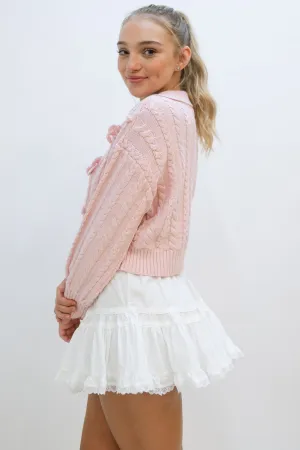 Emily Lace Trim White Skort