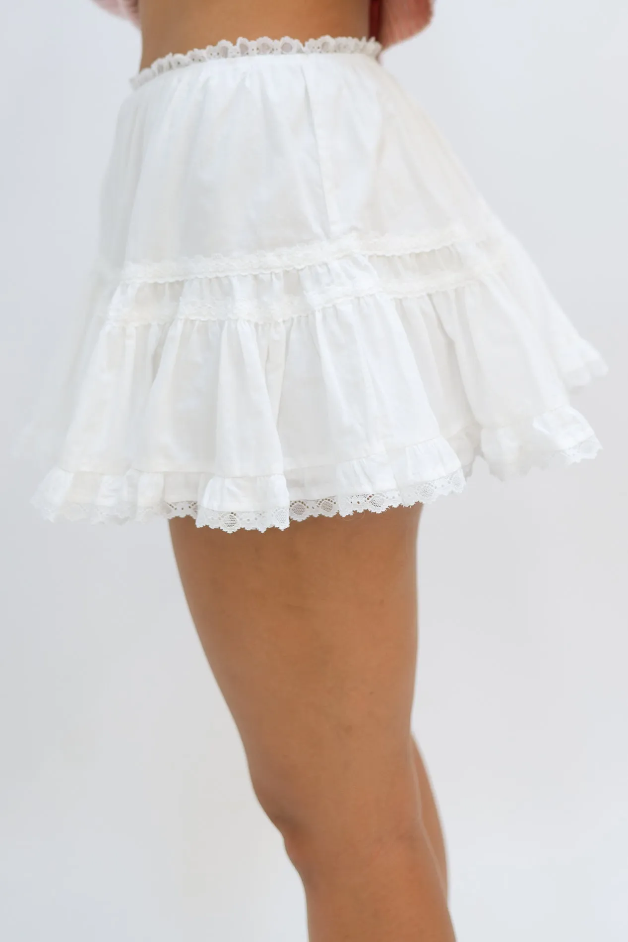Emily Lace Trim White Skort