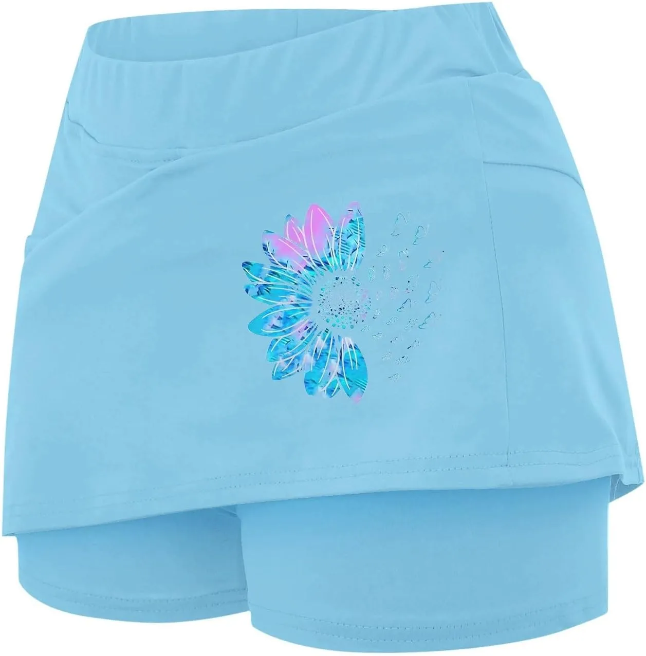 Golf Skirts for Women High Waistd Midi Tennis Skorts with Pockets Tummy Control Stretchy Aline Yoga Skirt with Shorts