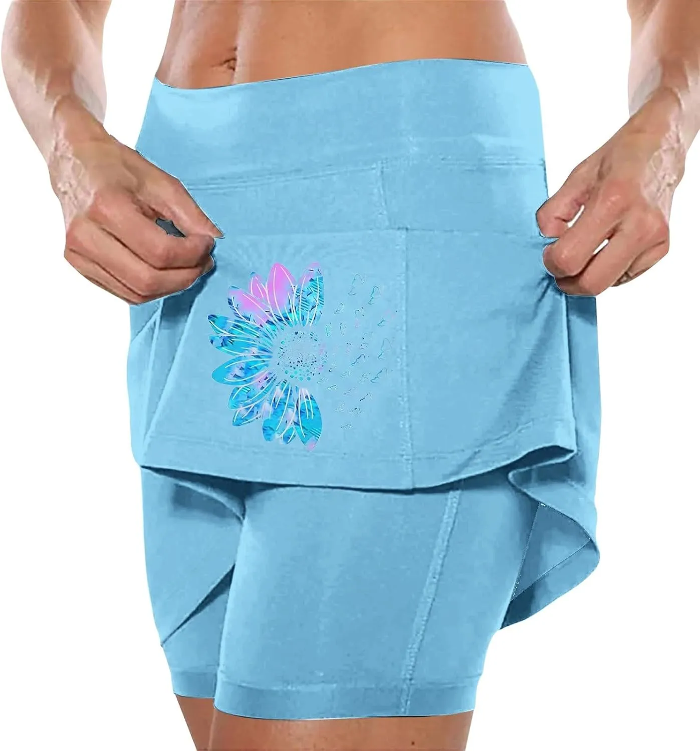 Golf Skirts for Women High Waistd Midi Tennis Skorts with Pockets Tummy Control Stretchy Aline Yoga Skirt with Shorts