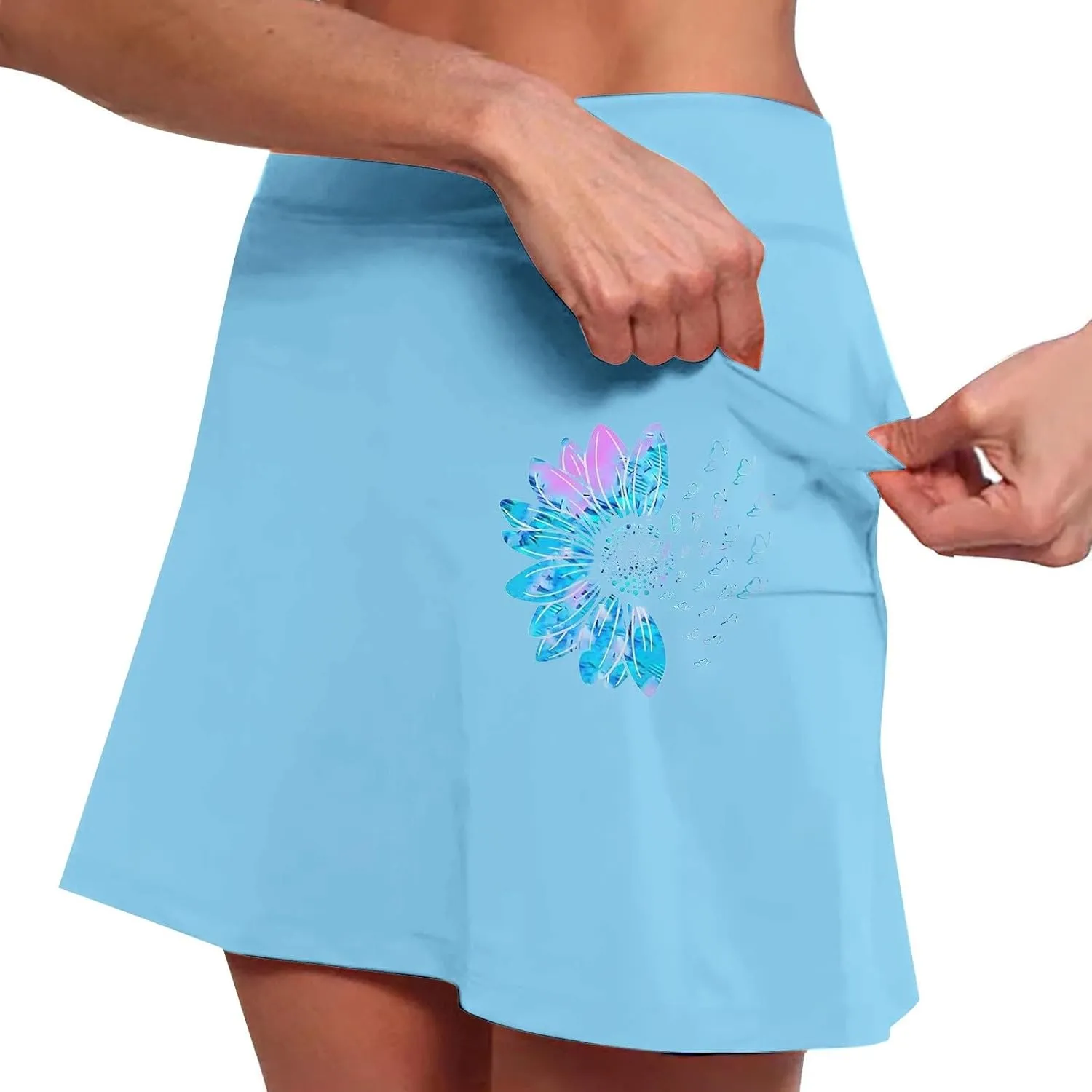 Golf Skirts for Women High Waistd Midi Tennis Skorts with Pockets Tummy Control Stretchy Aline Yoga Skirt with Shorts