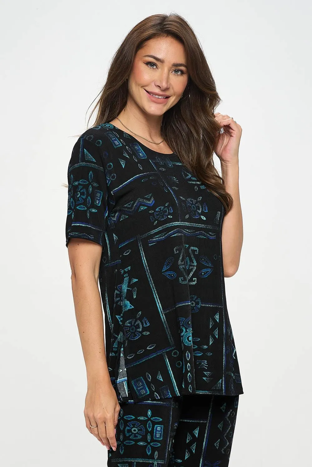 Jostar Two-Piece Short Sleeve Top & Capri Pant Set-9003BN-SRP1
