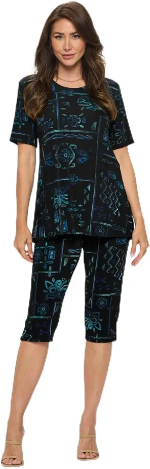 Jostar Two-Piece Short Sleeve Top & Capri Pant Set-9003BN-SRP1