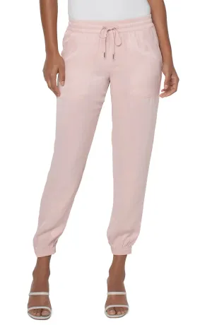 Liverpool Easy Fit Elastic Crop Jogger Ballet Pink