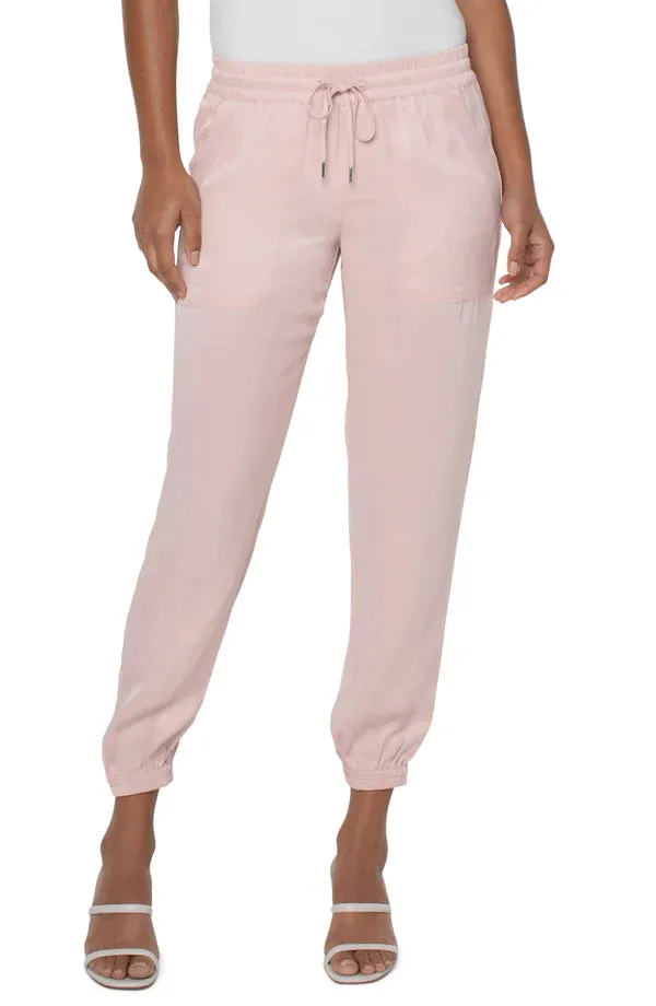 Liverpool Easy Fit Elastic Crop Jogger Ballet Pink