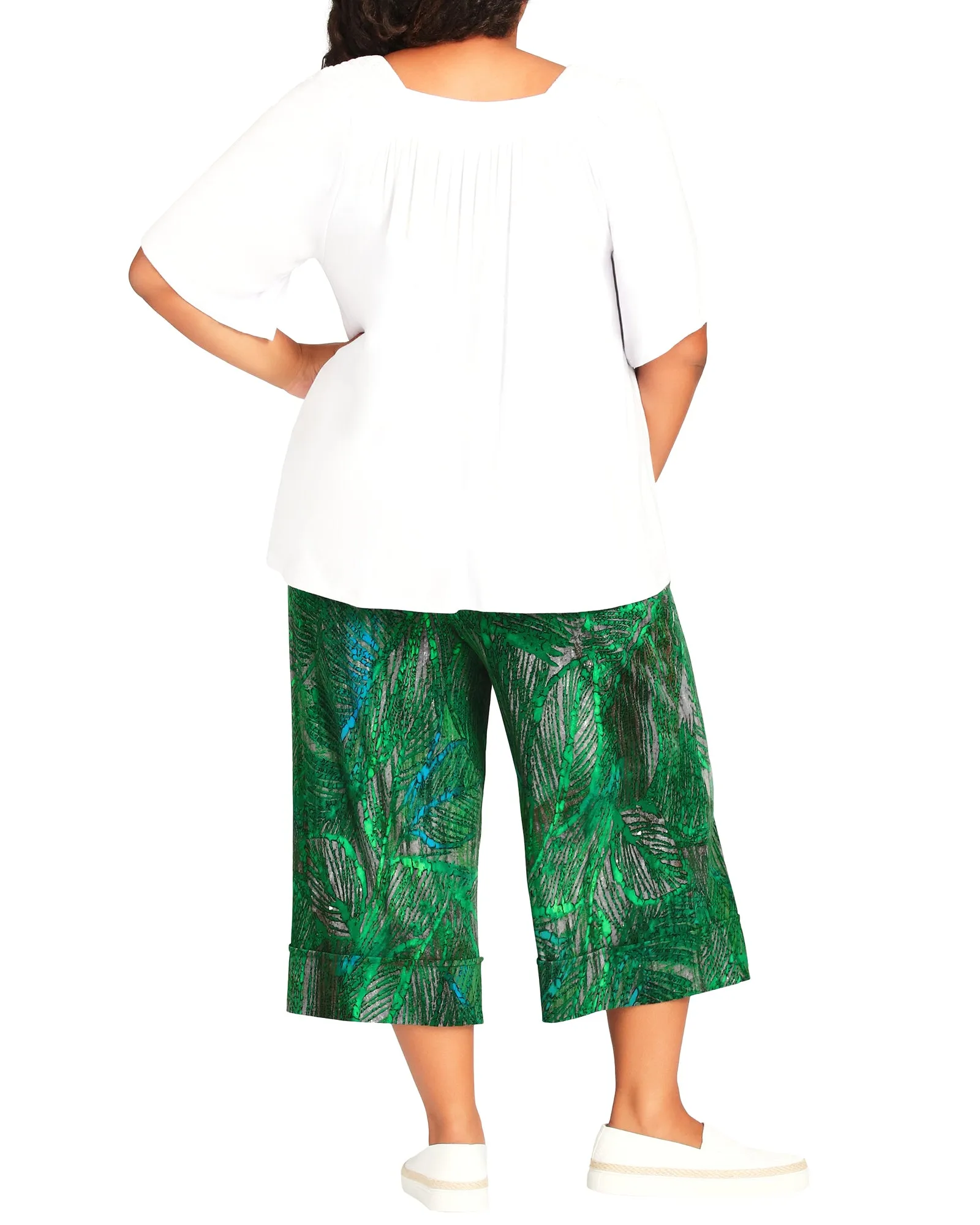 Marley Wide Leg Knit Capris | Kelly Green