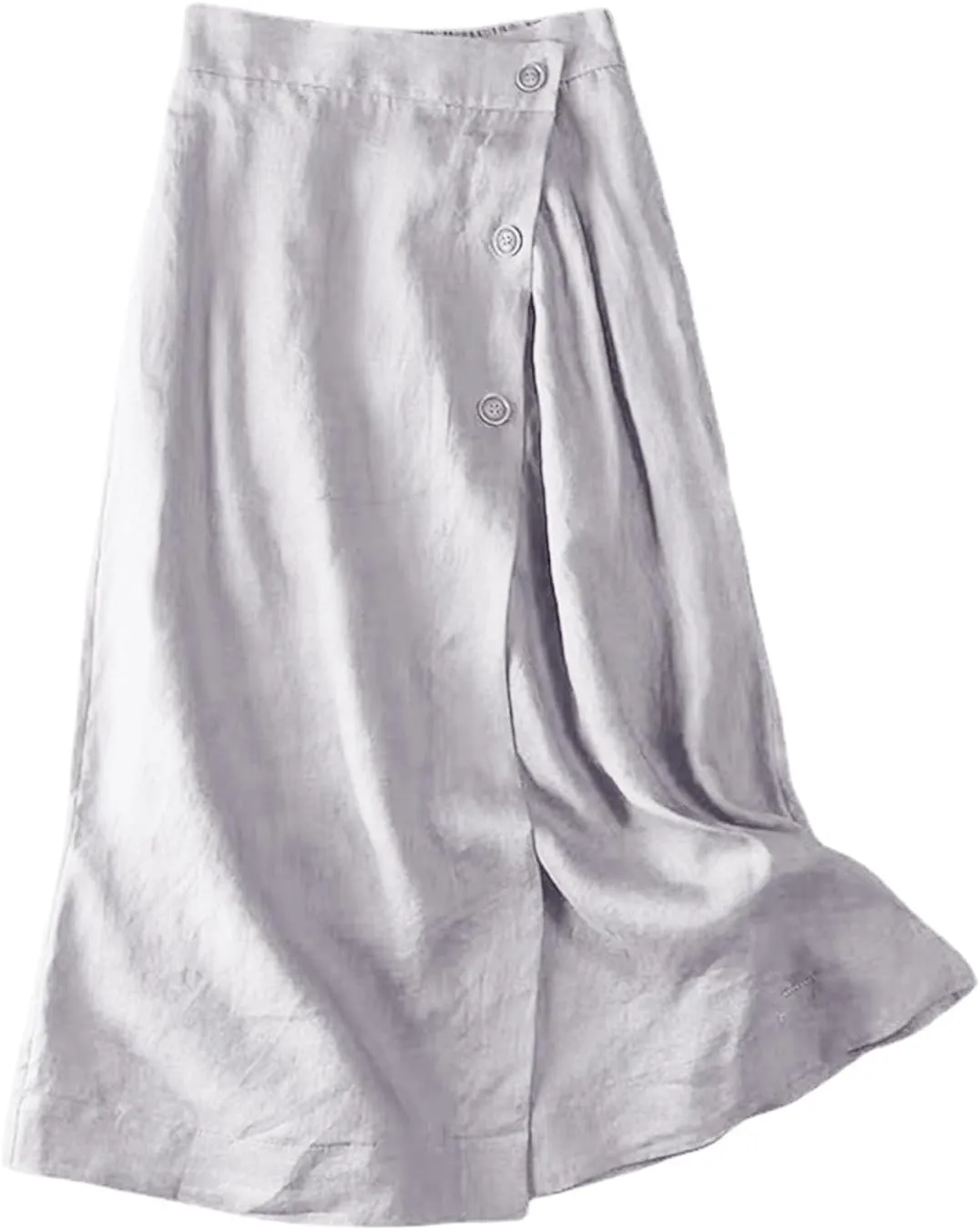 Maxi Skirts for Women Summer Loose Casual Trendy Button Solid Color Flowy Vacation Linen Skirt, M-2XL