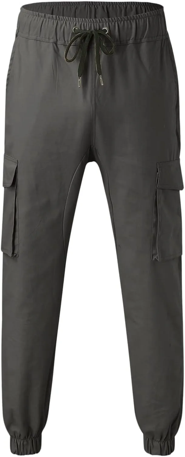 Mens Workout Cargo Sweatpants for Men Men's Cotton Casual Cargo Pants Lightweight Stretch Work Hiking Outdoor Elastic