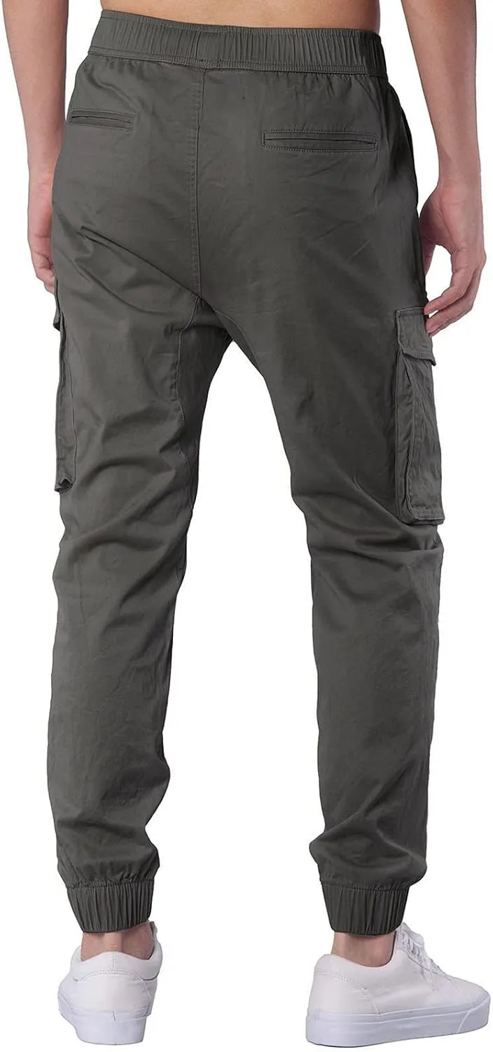 Mens Workout Cargo Sweatpants for Men Men's Cotton Casual Cargo Pants Lightweight Stretch Work Hiking Outdoor Elastic