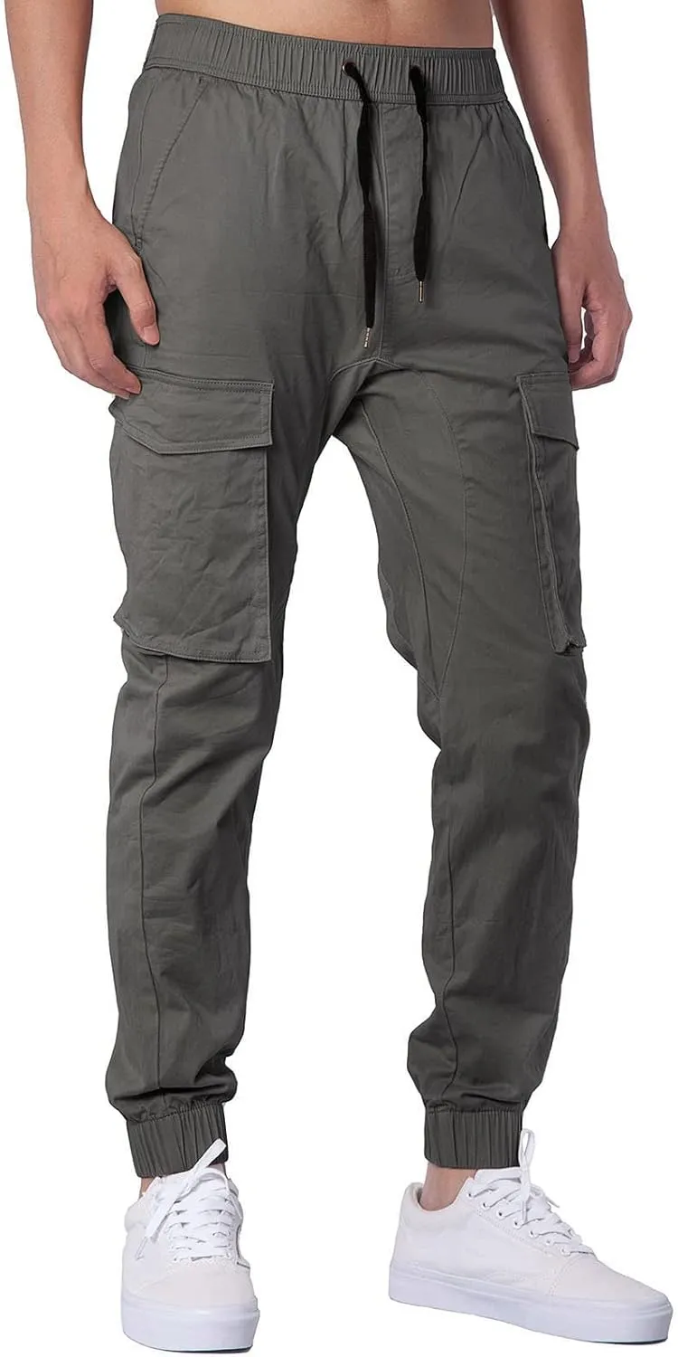 Mens Workout Cargo Sweatpants for Men Men's Cotton Casual Cargo Pants Lightweight Stretch Work Hiking Outdoor Elastic