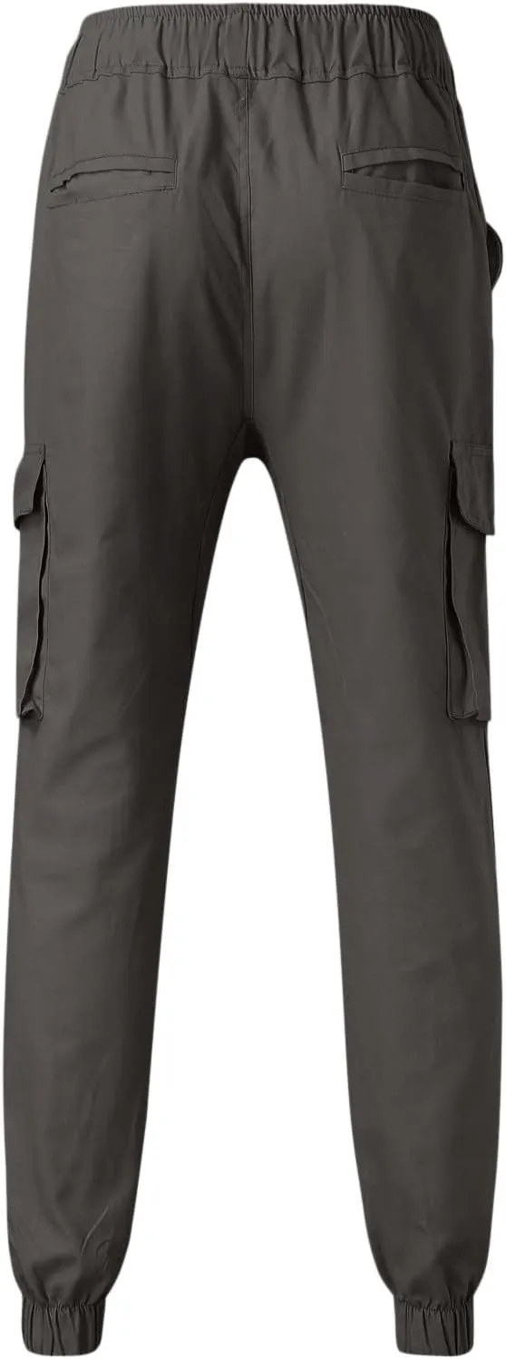 Mens Workout Cargo Sweatpants for Men Men's Cotton Casual Cargo Pants Lightweight Stretch Work Hiking Outdoor Elastic