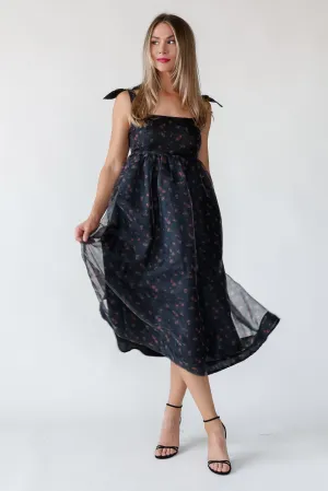 Noella Black Organza Midi Dress - Final Sale