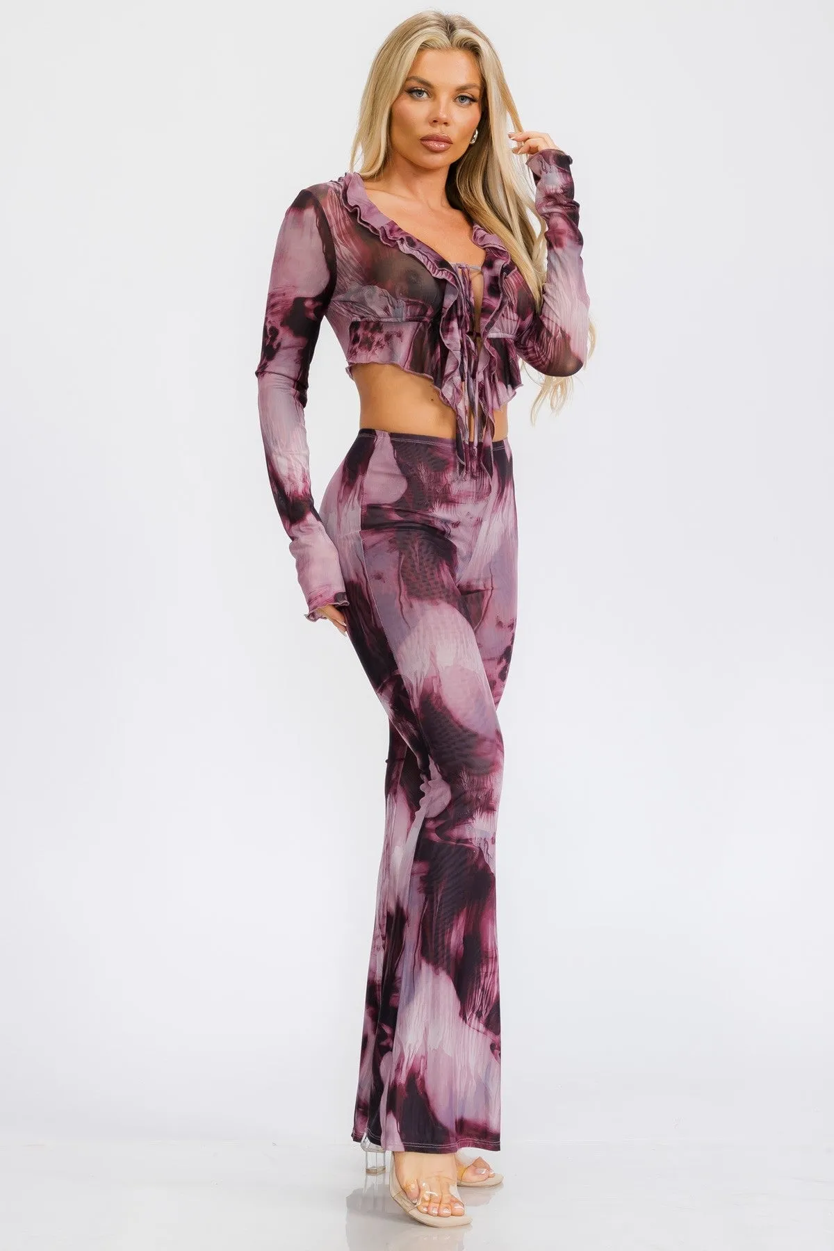 Passion Mesh Pant Set Purple