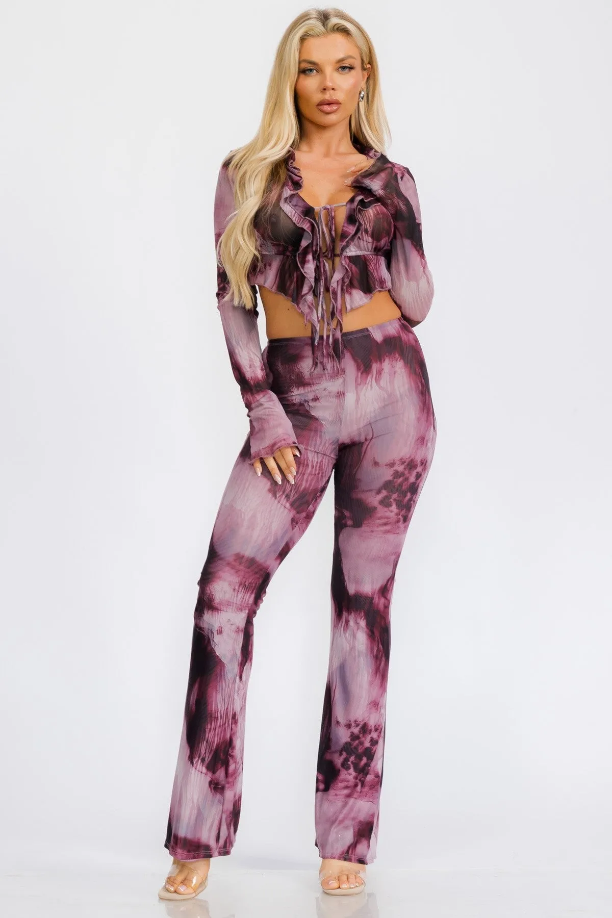 Passion Mesh Pant Set Purple