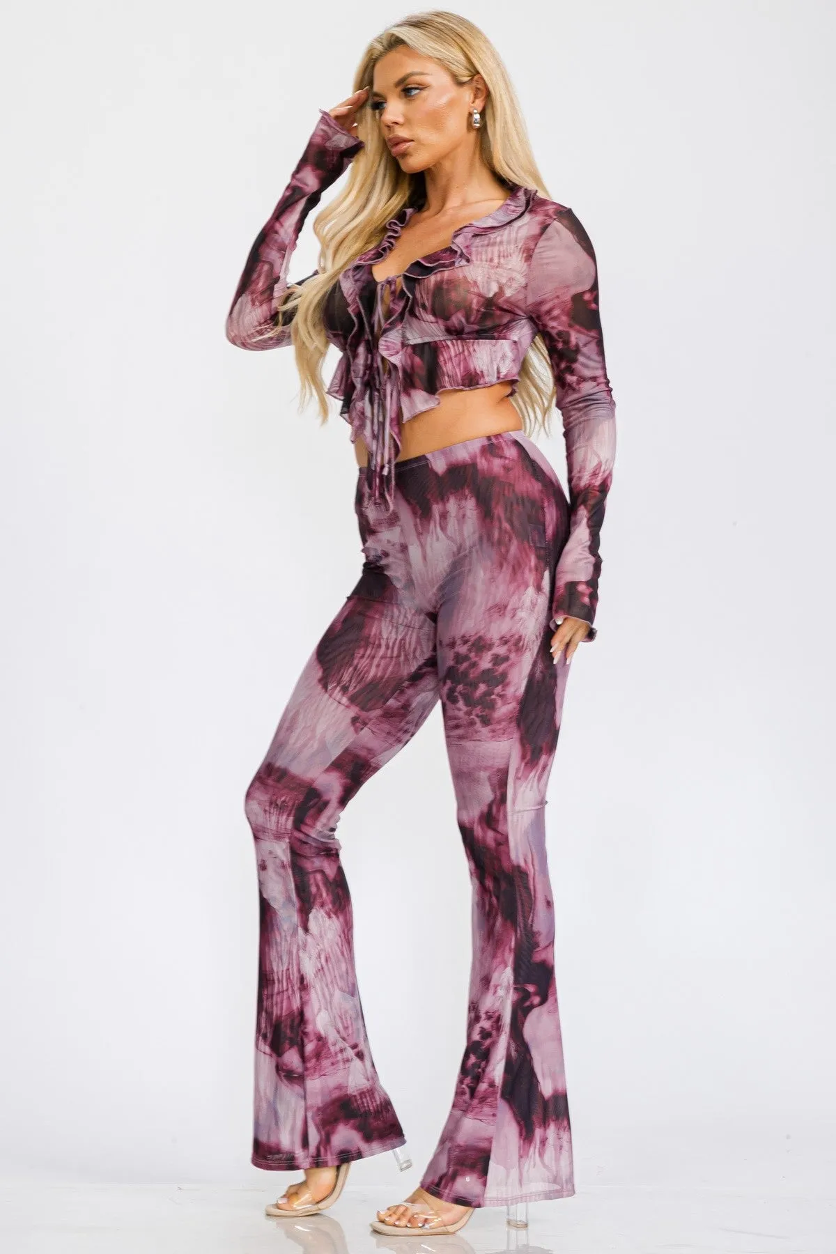 Passion Mesh Pant Set Purple