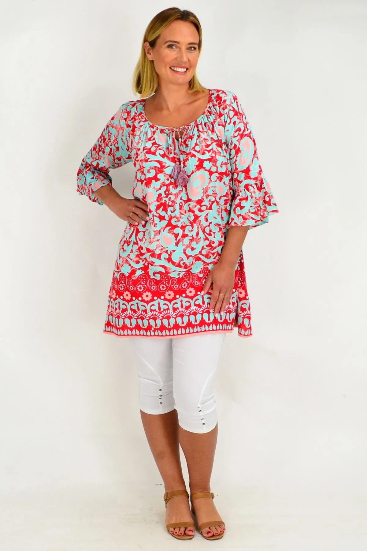 Peach Can Tunic Top Caftan