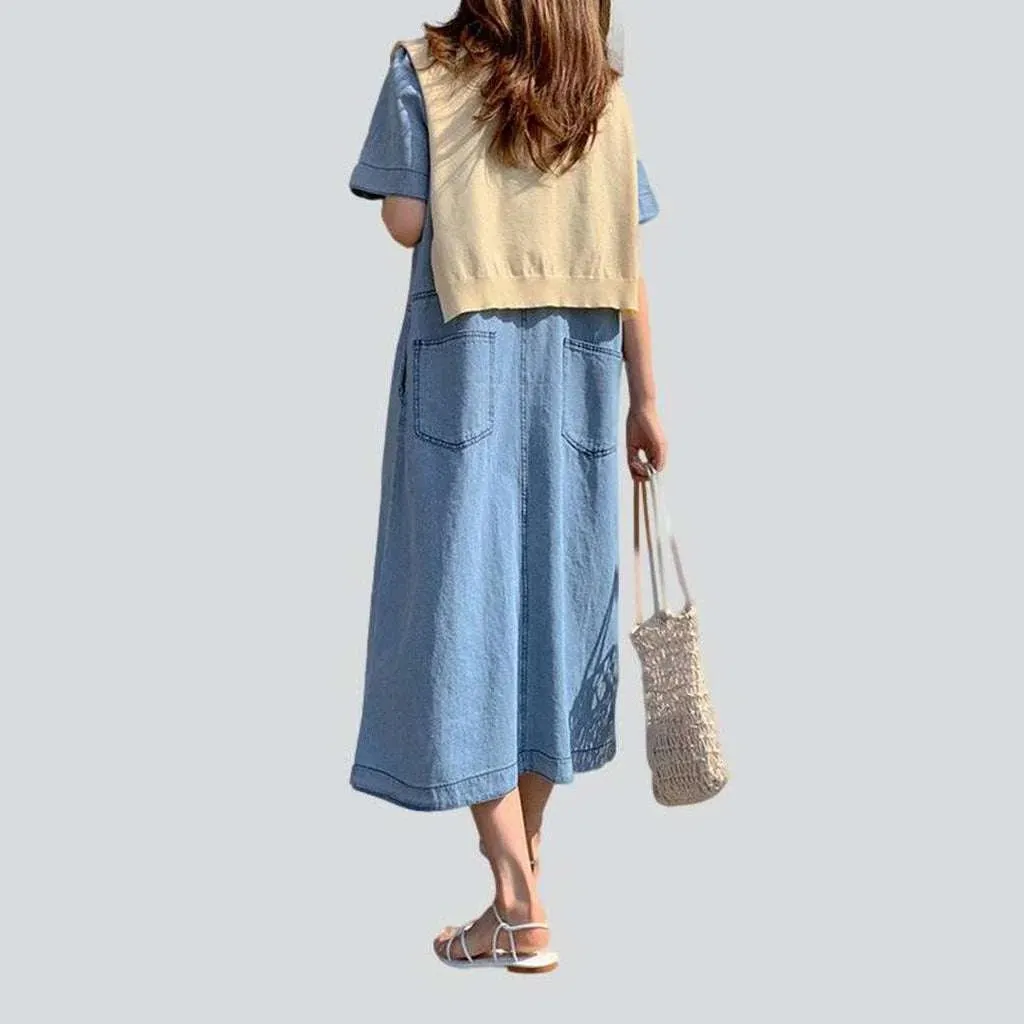 Stonewashed a-line denim dress