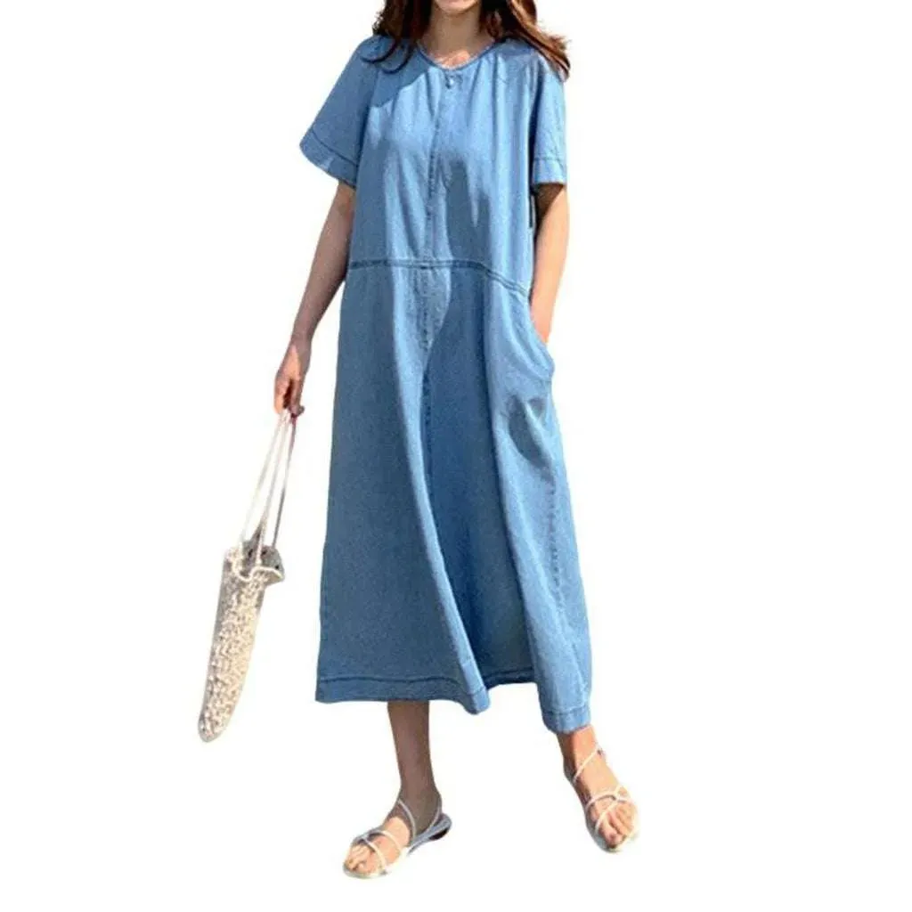 Stonewashed a-line denim dress