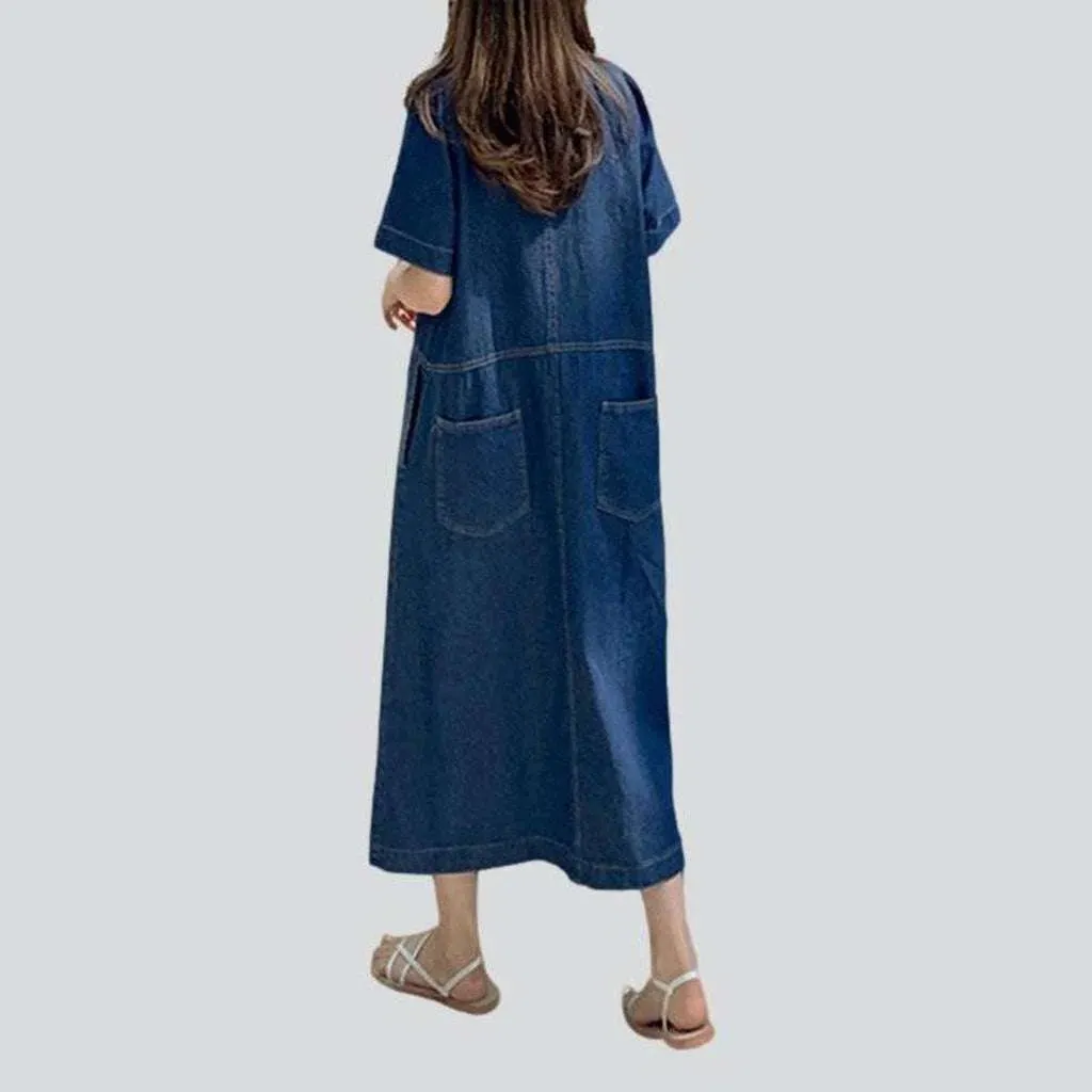 Stonewashed a-line denim dress