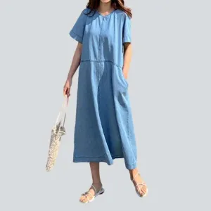 Stonewashed a-line denim dress