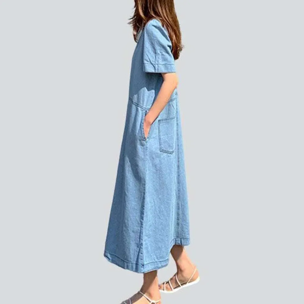 Stonewashed a-line denim dress