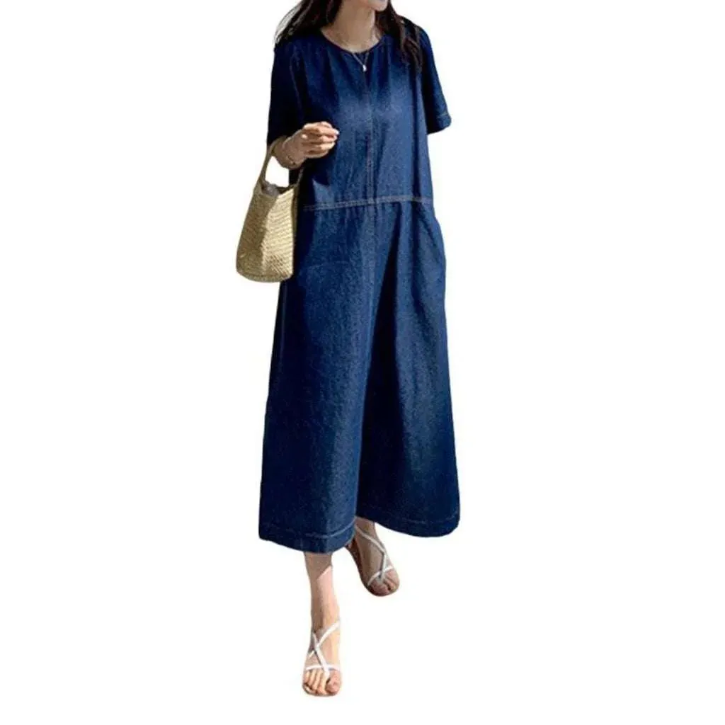 Stonewashed a-line denim dress