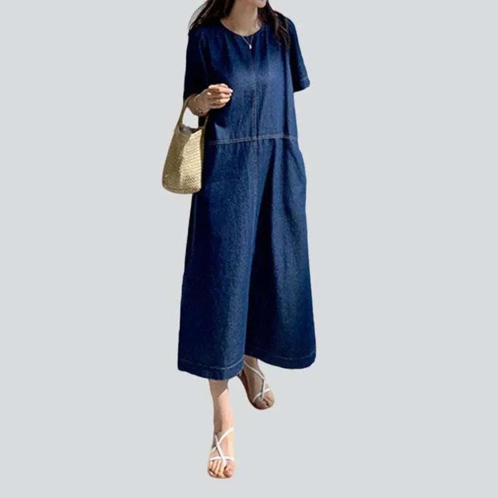 Stonewashed a-line denim dress