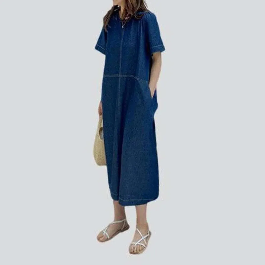 Stonewashed a-line denim dress