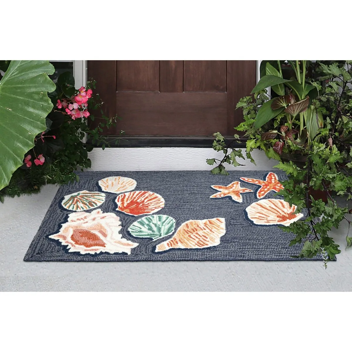 Trans-Ocean FRONTPORCH Indoor/Outdoor Hand Tufted  Durable Area Rug  - Denim