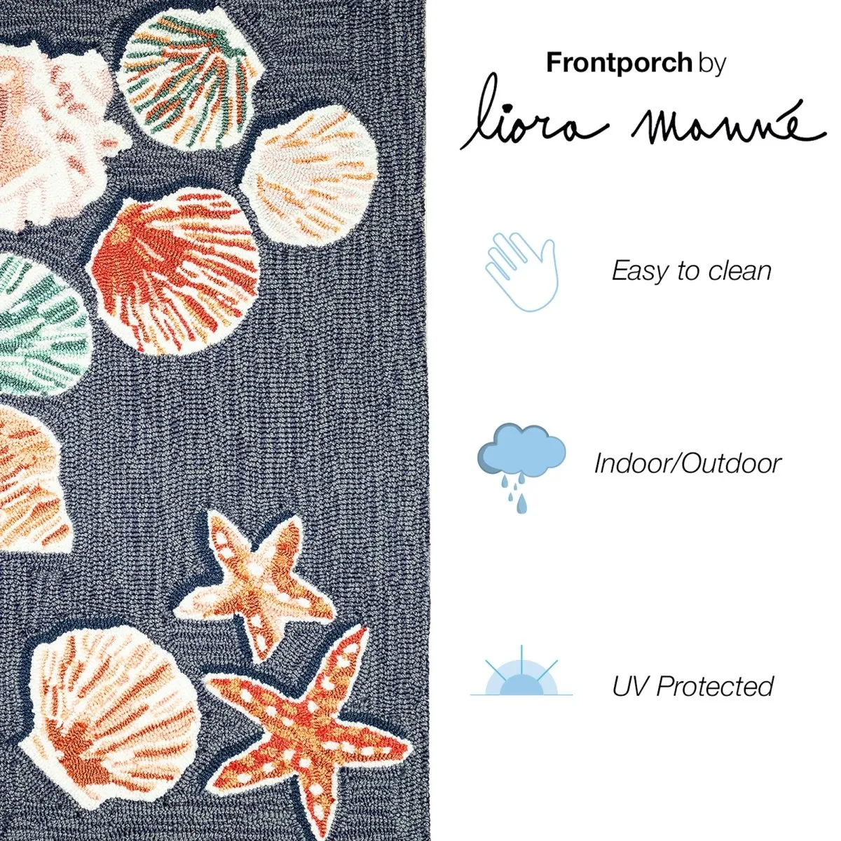 Trans-Ocean FRONTPORCH Indoor/Outdoor Hand Tufted  Durable Area Rug  - Denim