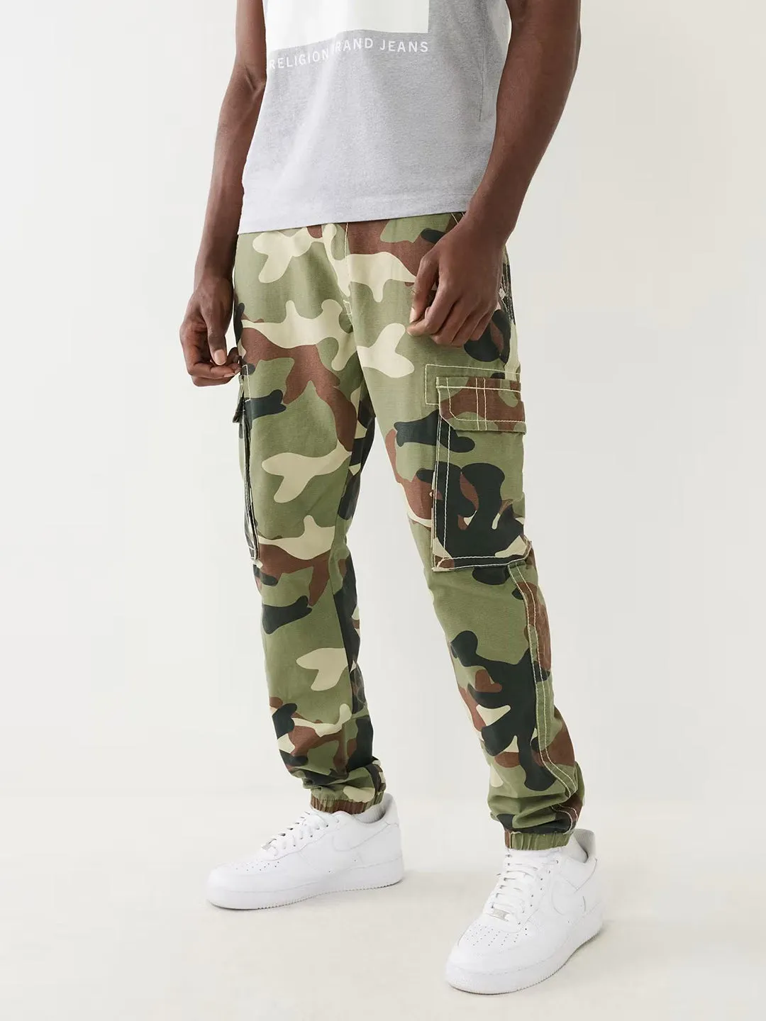 True Religion Men Multi Printed Regular Fit Mid-Rise Trouser