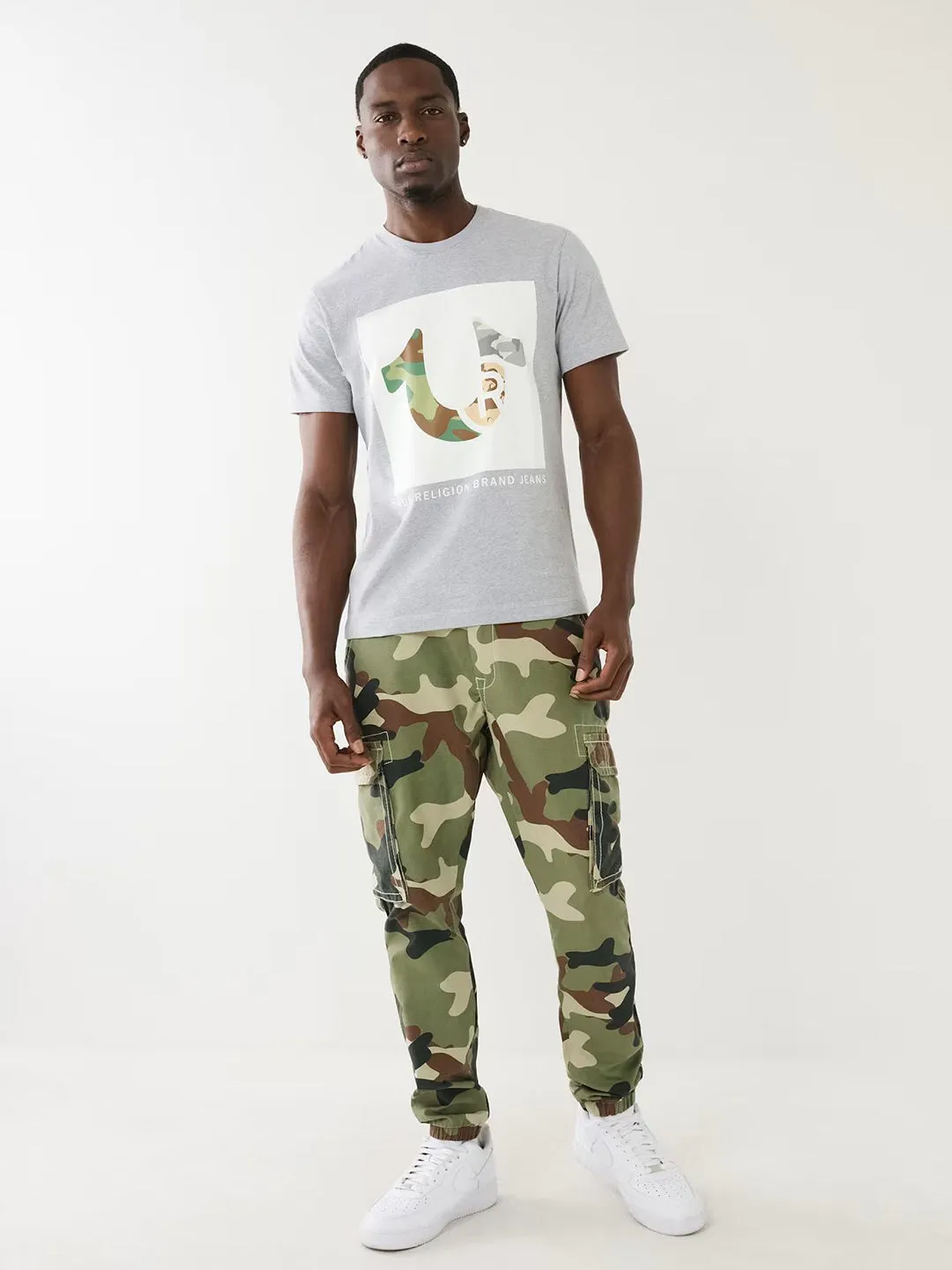 True Religion Men Multi Printed Regular Fit Mid-Rise Trouser