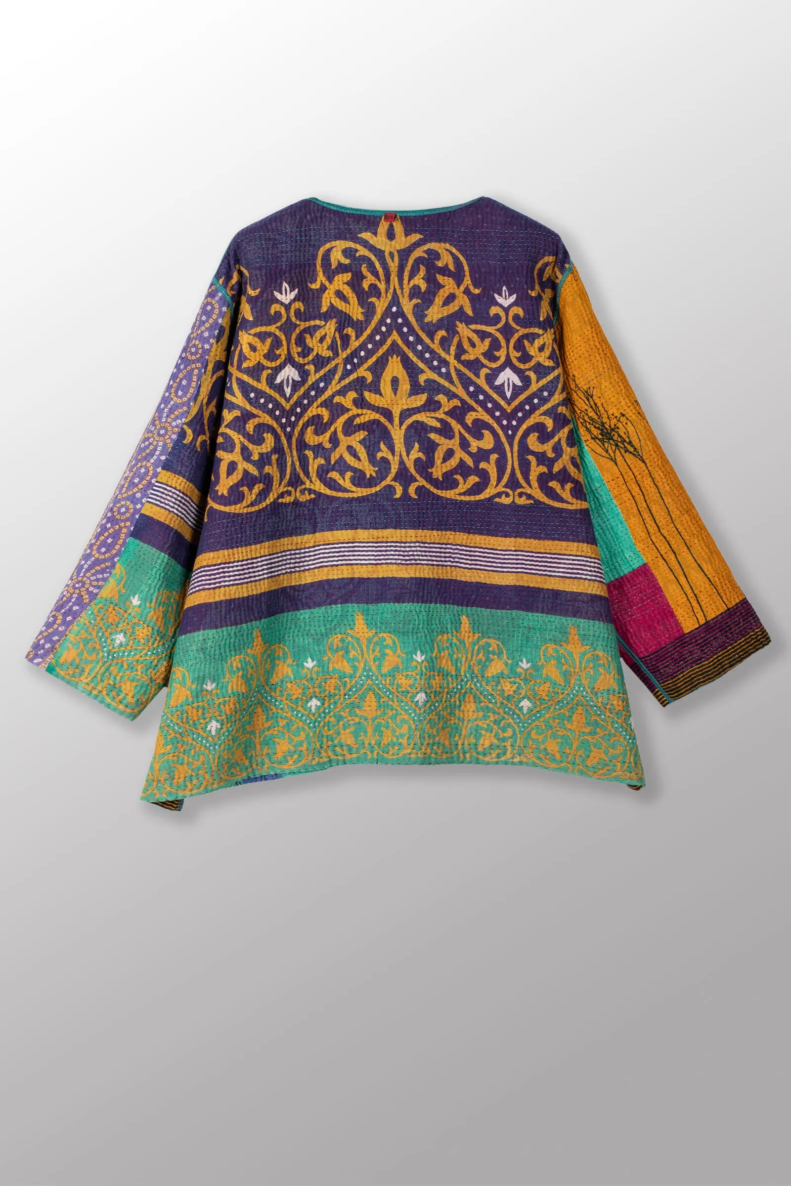 VINTAGE COTTON KANTHA A-LINE SHORT JKT - cv4019-0014a -